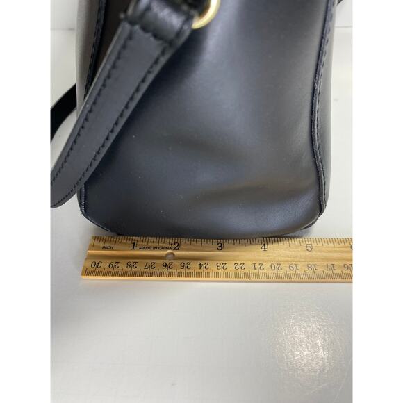 LUANA FERRACUTI BLACK LEATHER SATCHEL CONVERTIBLE HANDBAG - Picture 8 of 9